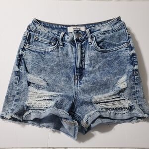 Mica Women's Light Blue Distressed Denim Shorts